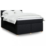 VidaXL Pat box spring cu saltea, negru, 140x190 cm, textil 3286677