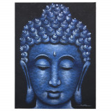 Tablou Buddha - Detaliu Brocart Albastru