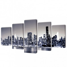 Set de tablouri panza, monocrom, imprimeu New York Skyline, 200x100 cm GartenMobel Dekor