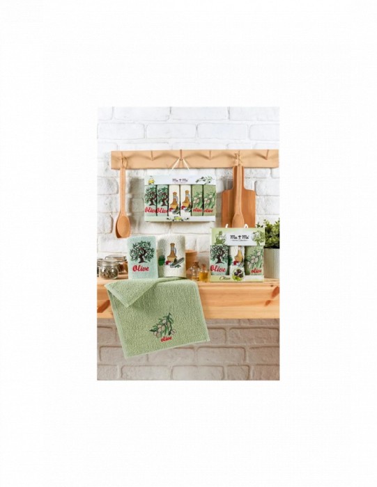 Set 6 prosoape de bucatarie mici cu model ulei de masline