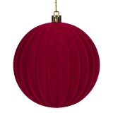 Glob Crăciun, Model Bordo, Spumă Catifelată, Dungi Verticale, 10cm, Oem