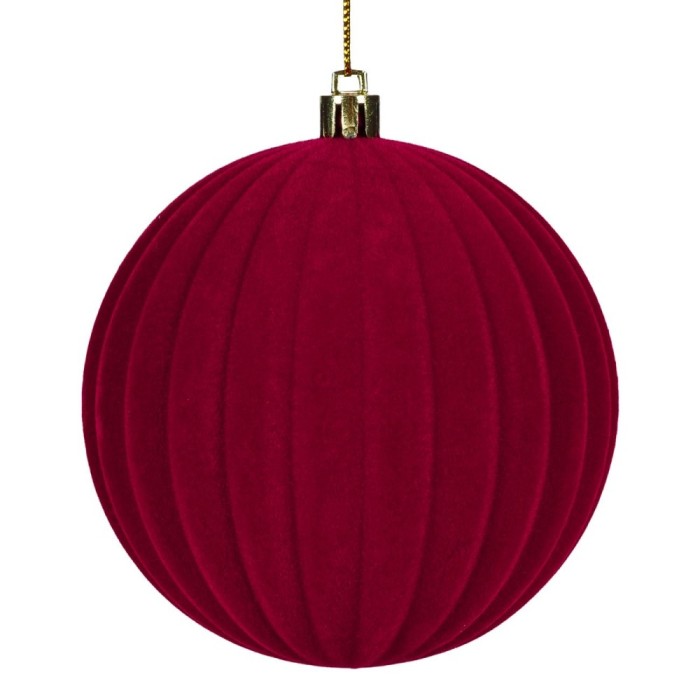 Glob Crăciun, Model Bordo, Spumă Catifelată, Dungi Verticale, 10cm