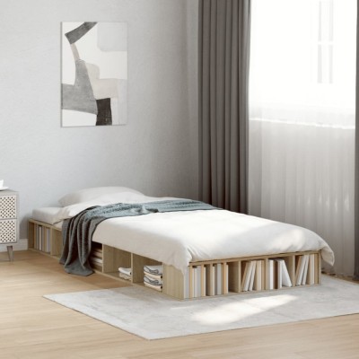 vidaXL Cadru de pat, stejar sonoma, 90x190 cm, lemn prelucrat 3280526 foto