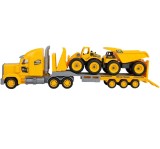 Set camion cu remorca si doua utilaje de constructii, plastic, 63,5x14x19 cm, JollyMag, 110400