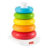 Jucărie Stivuire, Fisher Price, Piramidă cu Inele, Multicolor, Bază Oscilantă, Materiale Vegetale