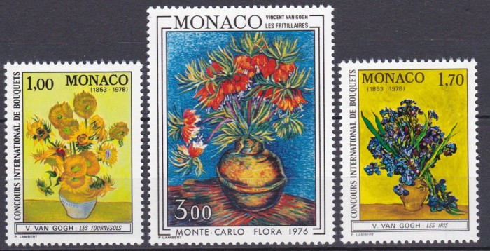 DB1 Pictura Postimpresionism van Gogh Monaco 1976 1978 3 v. MNH