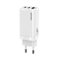 Incarcator Retea USAMS US-CC110, 65W, Gallium Nitride, 2xUSB-C, 1xUSB-A, Standard PPS&amp;amp;PD 3.0, Alb foto