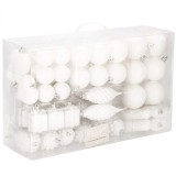 Set globuri si decoratiuni de Craciun, 72 piese, diverse dimensiuni, alb Household NewTrend