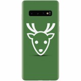 Husa silicon pentru Samsung Galaxy S10, Minimal Reindeer Illustration Green