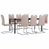 VidaXL Set mobilier bucătărie, 9 piese, cappuccino, piele ecologică