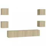 Cumpara ieftin Set de dulapuri TV, 6 piese, stejar sonoma, lemn prelucrat