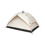 Cort camping 2 persoane crem pliabil automat pop-up 2 intrari, impermeabil cu protectie UV si plasa anti-insecte 200x200x145cm