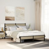 VidaXL Cadru pat fără saltea stejar sonoma, 140x190 cm, lemn prelucrat
