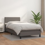 Cumpara ieftin Pat box spring cu saltea, gri, 100x200 cm, piele ecologică