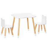 HOMCOM Set de Masă și Scaun din Lemn pentru Copii, Masă de Activități pentru Copii cu V&acirc;rsta de 3+ ani, 56x56x50 cm, Gri | Aosom Romania