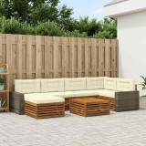vidaXL Set de canapele de exterior cu pernă 7 pcs Natural și Crem 3383608