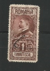 No(09) timbru fiscal- 1 Leu Ferdinand