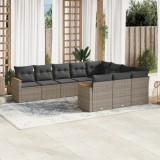 Gossi set mobilier de gradina cu perne, 10 piese, gri, poliratan