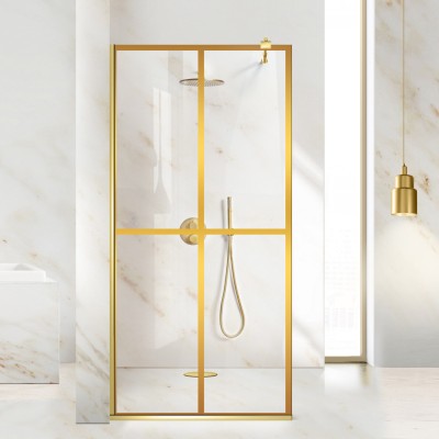 Paravan dus walk-in Aqua Roy &amp;reg; Gold, model Basic auriu, sticla 8 mm clara, securizata, anticalcar, 130x195 cm foto