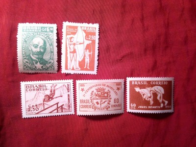 Set 5 Timbre Brazilia 1955- 1959 Sport , Emblema , Esperanto foto