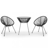 Cumpara ieftin Set mobilier de exterior, 3 piese, negru, ratan PVC