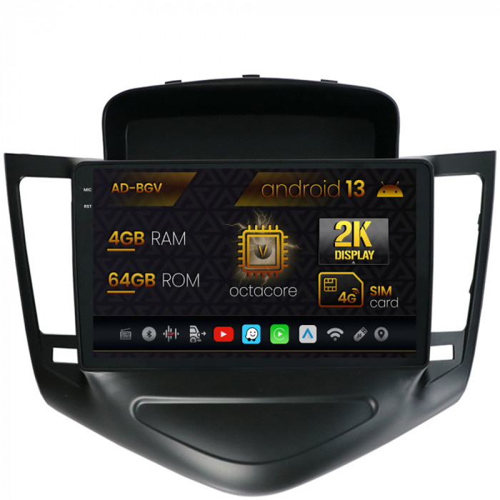 Navigatie Chevrolet Cruze (2008-2014), Android 13, V-Octacore 4GB RAM + 64GB ROM, 9.5 Inch - AD-BGV9004+AD-BGRKIT237
