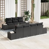 Gossi set de 8 piese de canapea de gradina cu perne negru poliratan acacia
