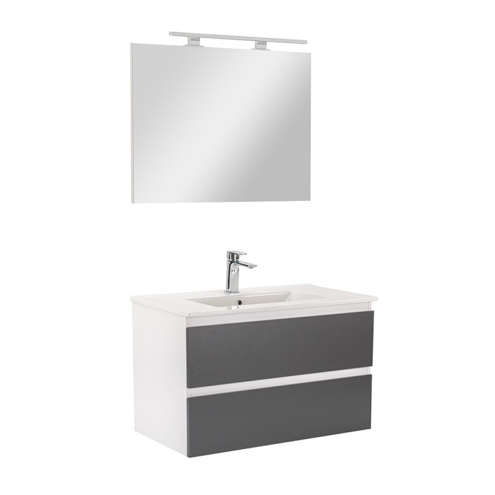 Mobilier complet de baie Vario Forte 80 alb-antracit