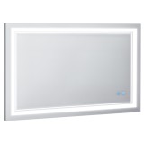 kleankin Oglindă de baie cu iluminare LED, Funcție de memorie, Comutator tactil, Protecție &icirc;mpotriva stropirii cu apă, Argintiu | Aosom Romania