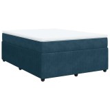 Cumpara ieftin Pat box spring cu saltea, albastru inchis, 140x200 cm, catifea