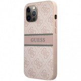 Husa Piele Guess 4G Printed Stripe pentru Apple iPhone 12 Pro Max, Roz GUHCP12L4GDPI