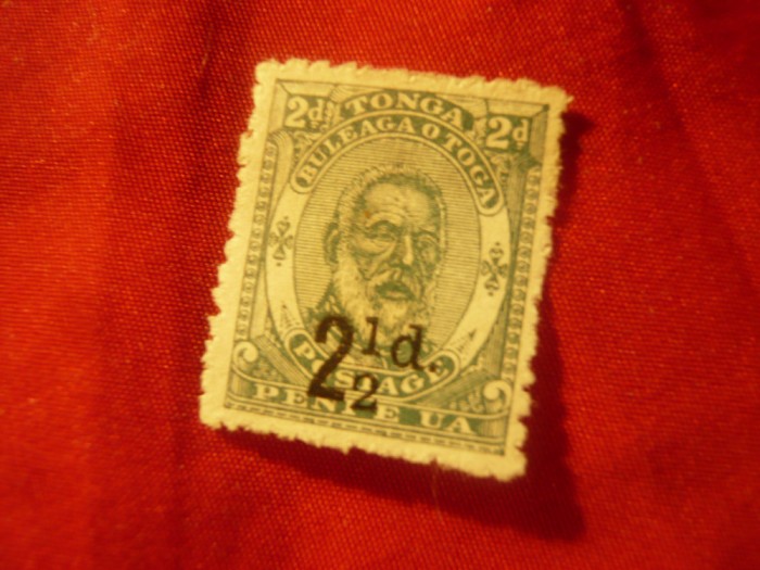 Timbru Tonga 1893 Rege Tupon I colonie britanica ,val 2 1/2p/2p fara guma