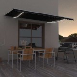 vidaXL Copertină automată cu senzor v&acirc;nt &amp; LED, antracit, 500x300 cm