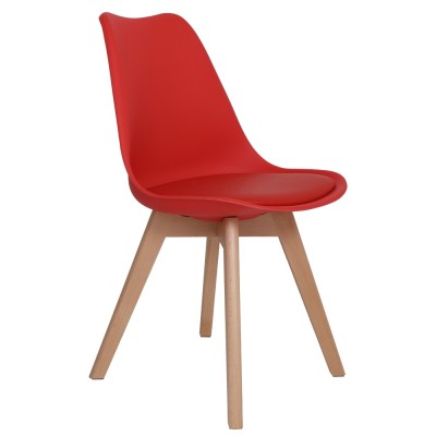 Scaun Celia - cadru lemn - imitatie piele rosu foto