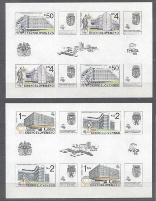 Czechoslovakia 1988 Praga 88 modern buildings 2 imperf. sheet MNH S.700 foto