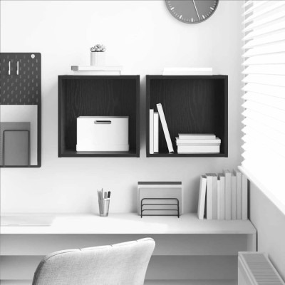 vidaXL Dulapuri de perete - set de 2 &amp;icirc;n stejar negru, 37 x 37 x 37 cm, din lemn prelucrat. foto