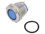 Lampă LED albastră plată 12V &Oslash;16mm NINIGI IND16-12B-C din alamă