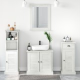 vidaXL Set de mobilier pentru baie cu sertar cu raft Pe perete cu depozitare cu ușă cu oglindă 3 pcs alb antichizat