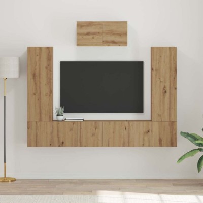 Set comodă TV 7 pcs stejar artizanal 180 x 30 x 120 cm foto