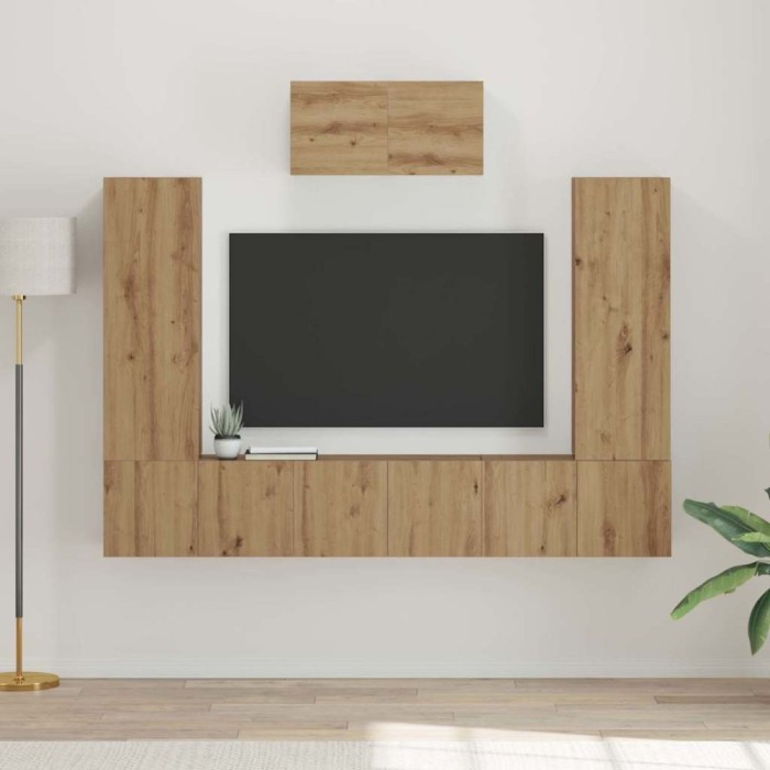 Set comodă TV 7 pcs stejar artizanal 180 x 30 x 120 cm