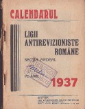 1241SPN Calendarul Ligii Antirevizioniste Rom&acirc;ne secția Ardeal pe anul 1937, cu ex-libris și semnătura olografă a lui Ștefan Meteș, Cluj