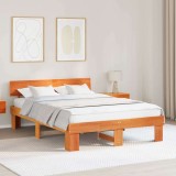 Cadru de pat cu headboard Maro ceruit 160 x 200 cm Lemn de brad