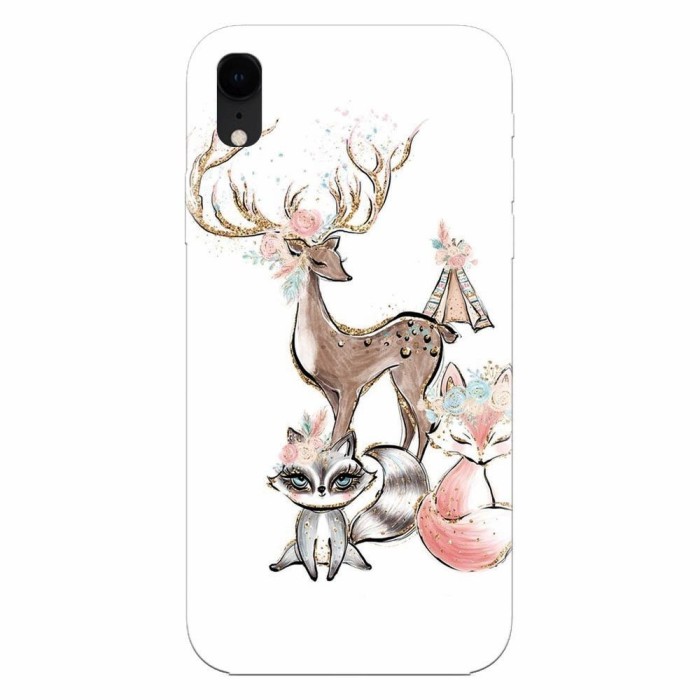 Husa silicon pentru Apple Iphone XR, Foxs And Deer
