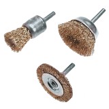 Set 3 perii din sarma ondulata pentru bormasina, curatare lemn si metal