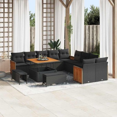 vidaXL Set de canapele pentru grădină 13 pcs Negru 100 x 100 x 71 cm 3363354 foto