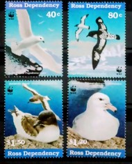 Ross Dependency 1997 păsări WWF, păsări mari de din Antarctica,petrel de zăpadă serie 4v. Neștampilată