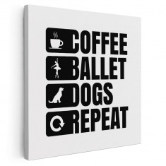 Tablou ilustratie simboluri cafea balet caini 2145 Tablou canvas pe panza CU RAMA 100x100 cm