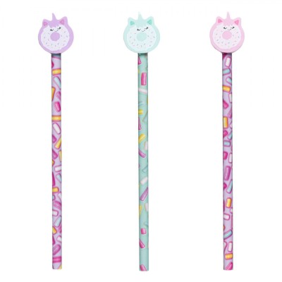 Set Creioane Colorate, 3 Bucăți, ștergătoare Formă Donut, Multicolor foto