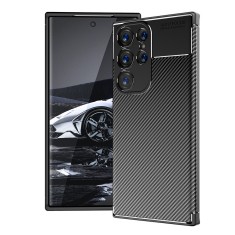 Husa pentru samsung galaxy s23 ultra, carbonfiber, premium, black foto
