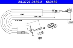 ATE 24.3727-0180.2 Cablu, frana de parcare